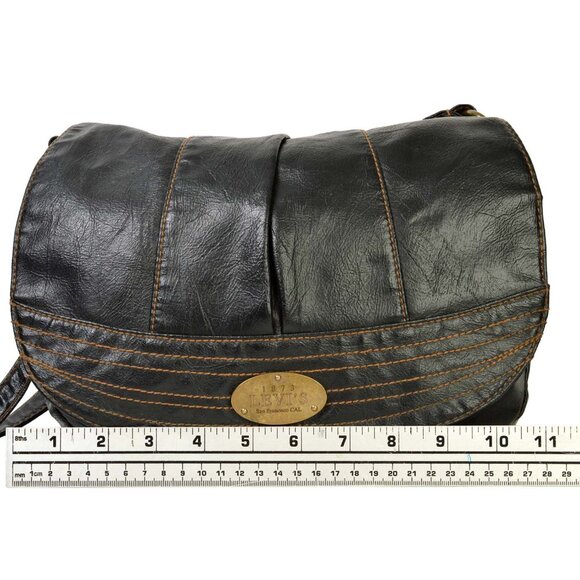 LEVI'S BLACK VINYL SHOULDER BAG PURSE - Picture 9 of 13